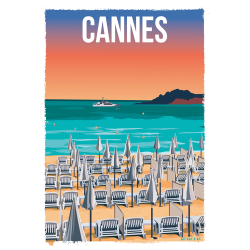 AF229- Lot de 5 Affiches Cannes plage - 20x30cm